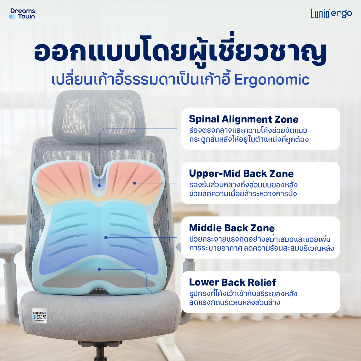 เบาะรองหลัง LUNIO ERGO PRO BACK CUSHION_1